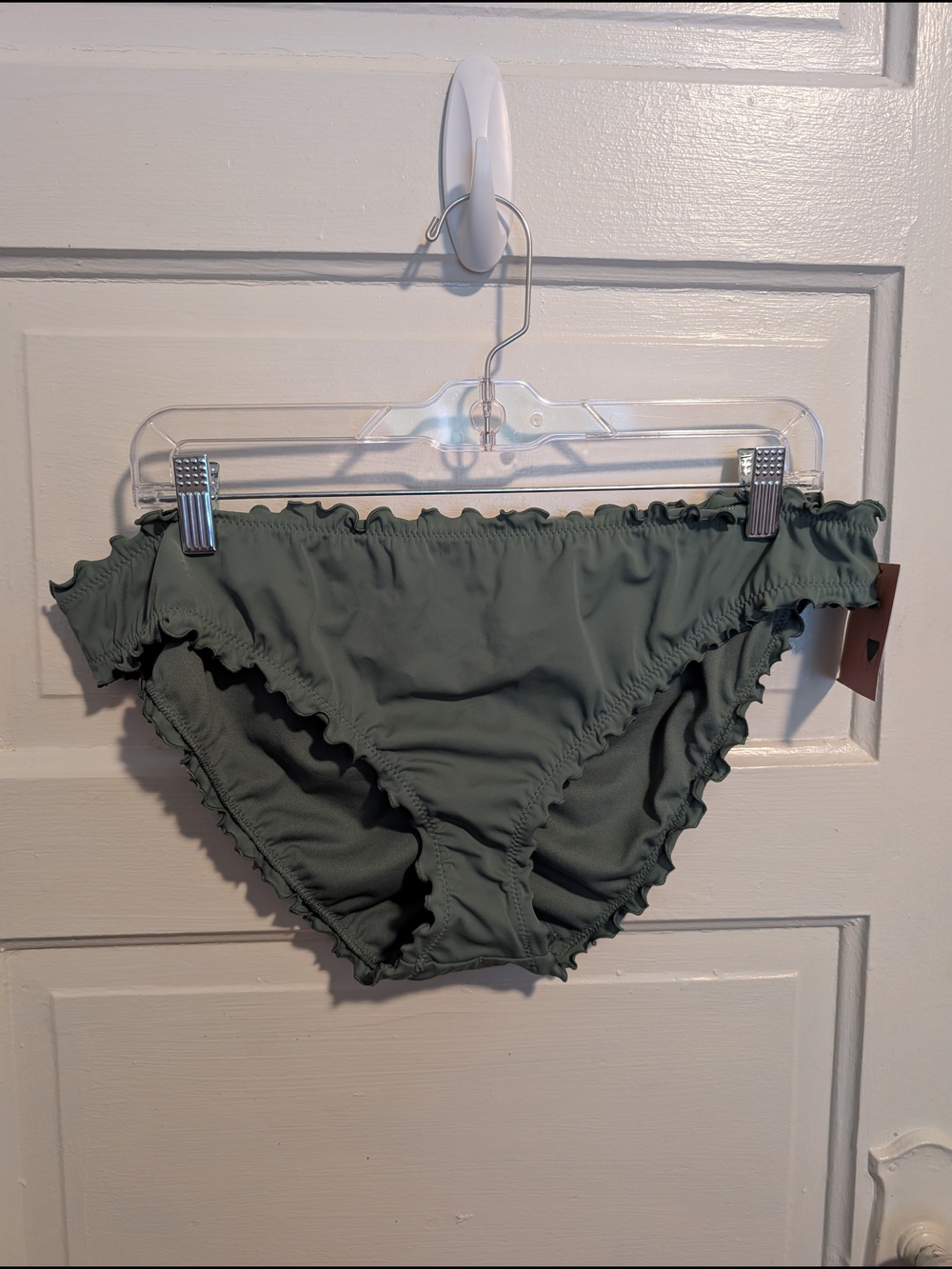 NWT Feminine Olive Green Ruffle Bikini Swim Suit Bottoms Beach Resortwear